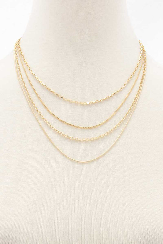 Metal Chain 4 Layer Necklace