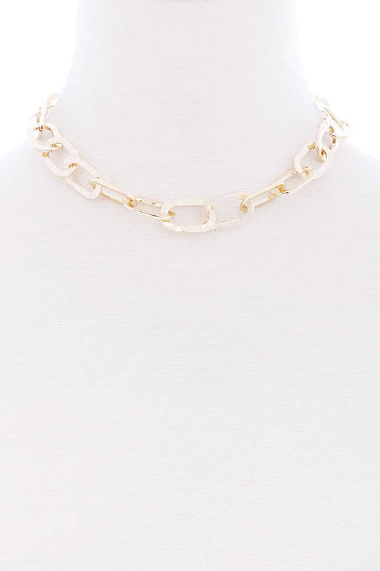 Flat Metal Chain Short Necklace