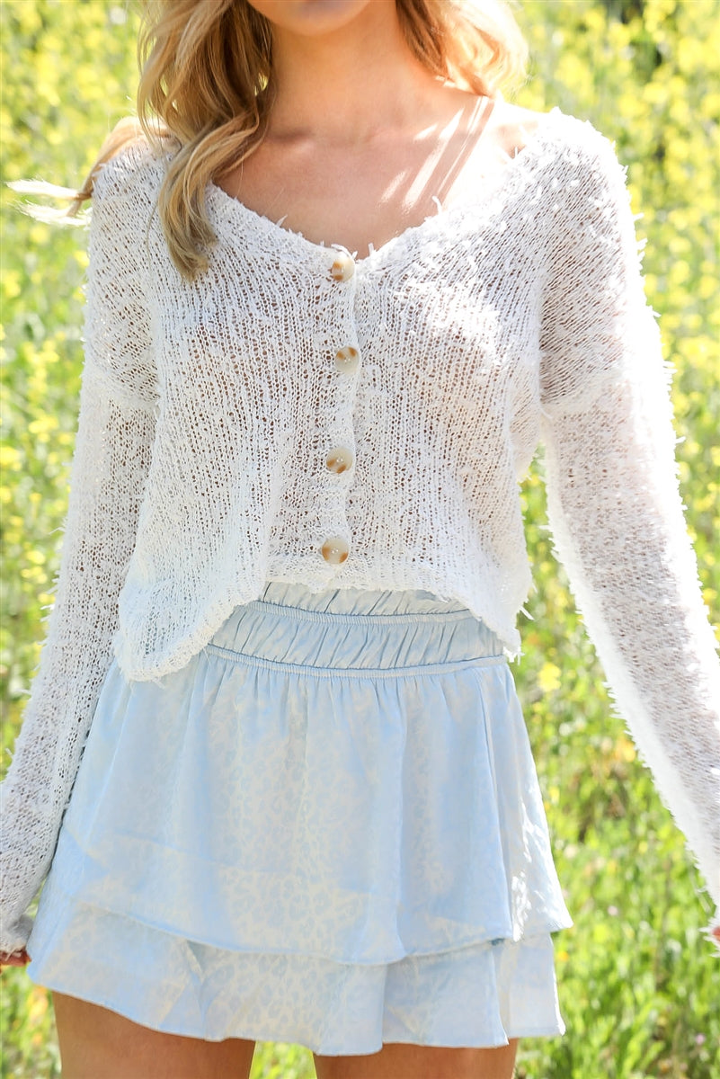 Boho Textured Knit Long Sleeve Cardigan Top